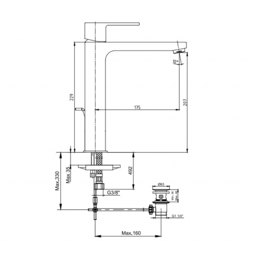 Смеситель для раковины E.C.A. Nita 102188048EX однорычажный хром Смеситель для раковины E.C.A. Nita 102188048EX однорычажный хром